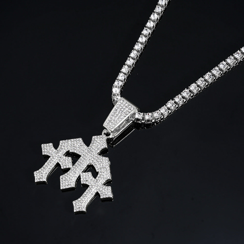 Icy Cross Cuban Chain Necklace