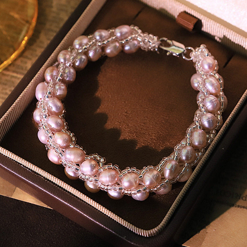 Twisted Freshwater Pearl Beaded Bracelet