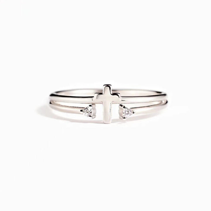 Adjustable Zircon Cross Ring