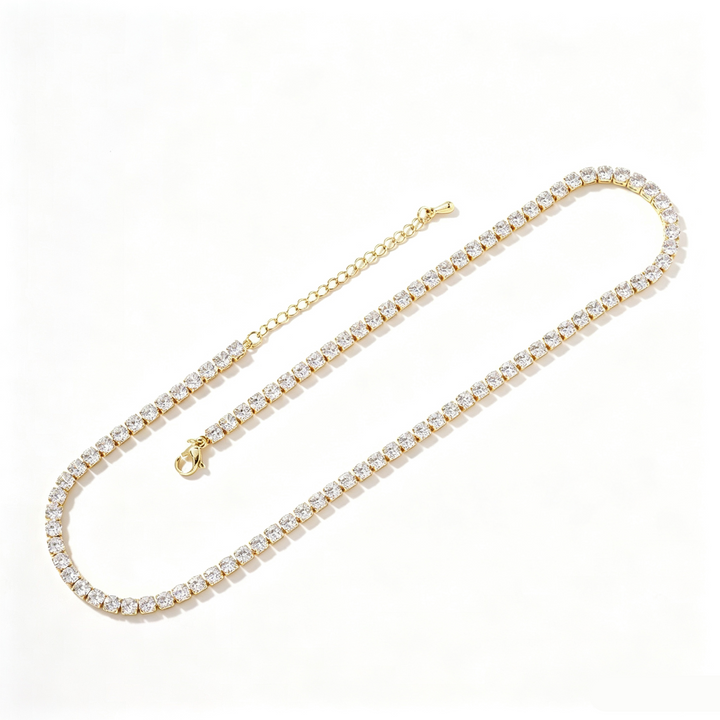 Elegant Tiny CZ Tennis Choker Necklace