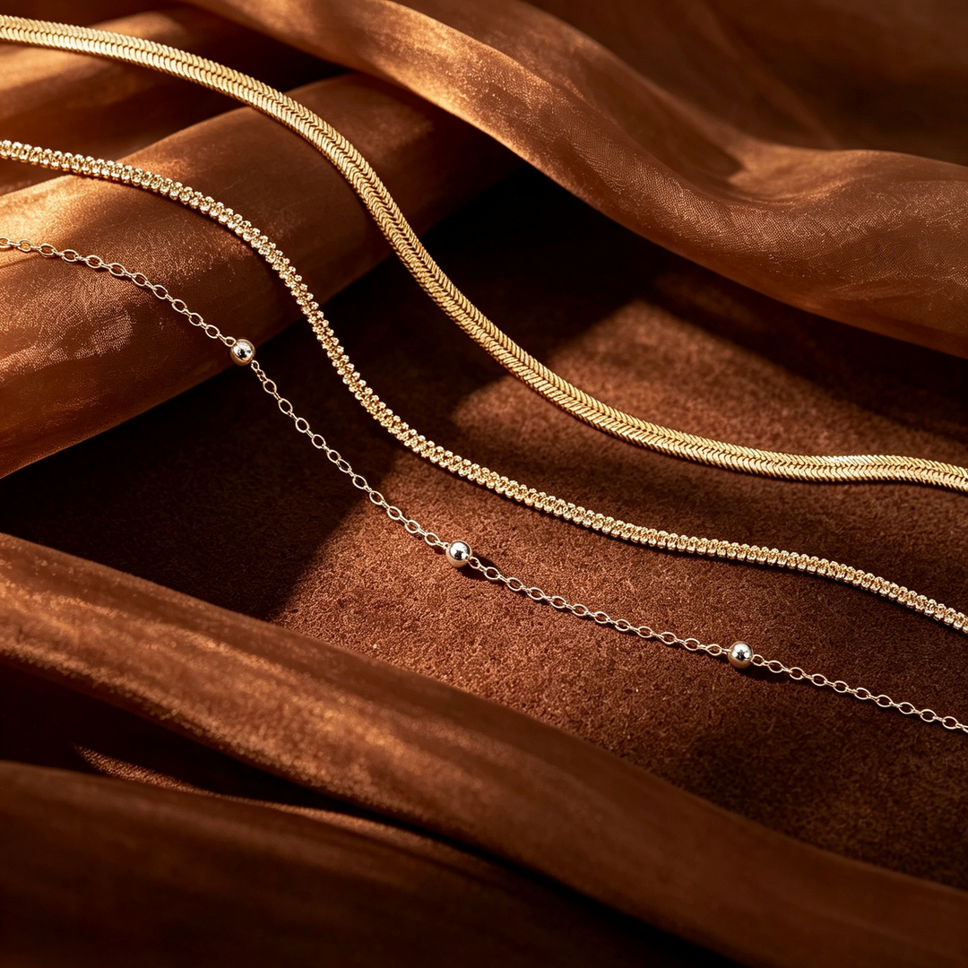 Slim Snake Bead Layer Anklets