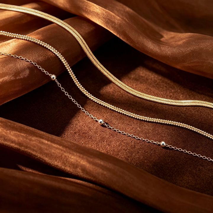 Slim Snake Bead Layer Anklets