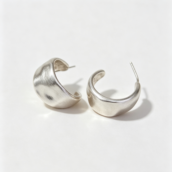 Sculptural Wide C Hoop Earrings Everyday Jewelry