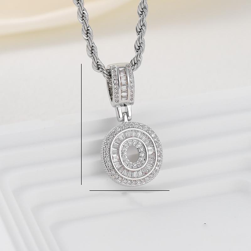 Zircon Letter Pendant Twisted Rope Necklace