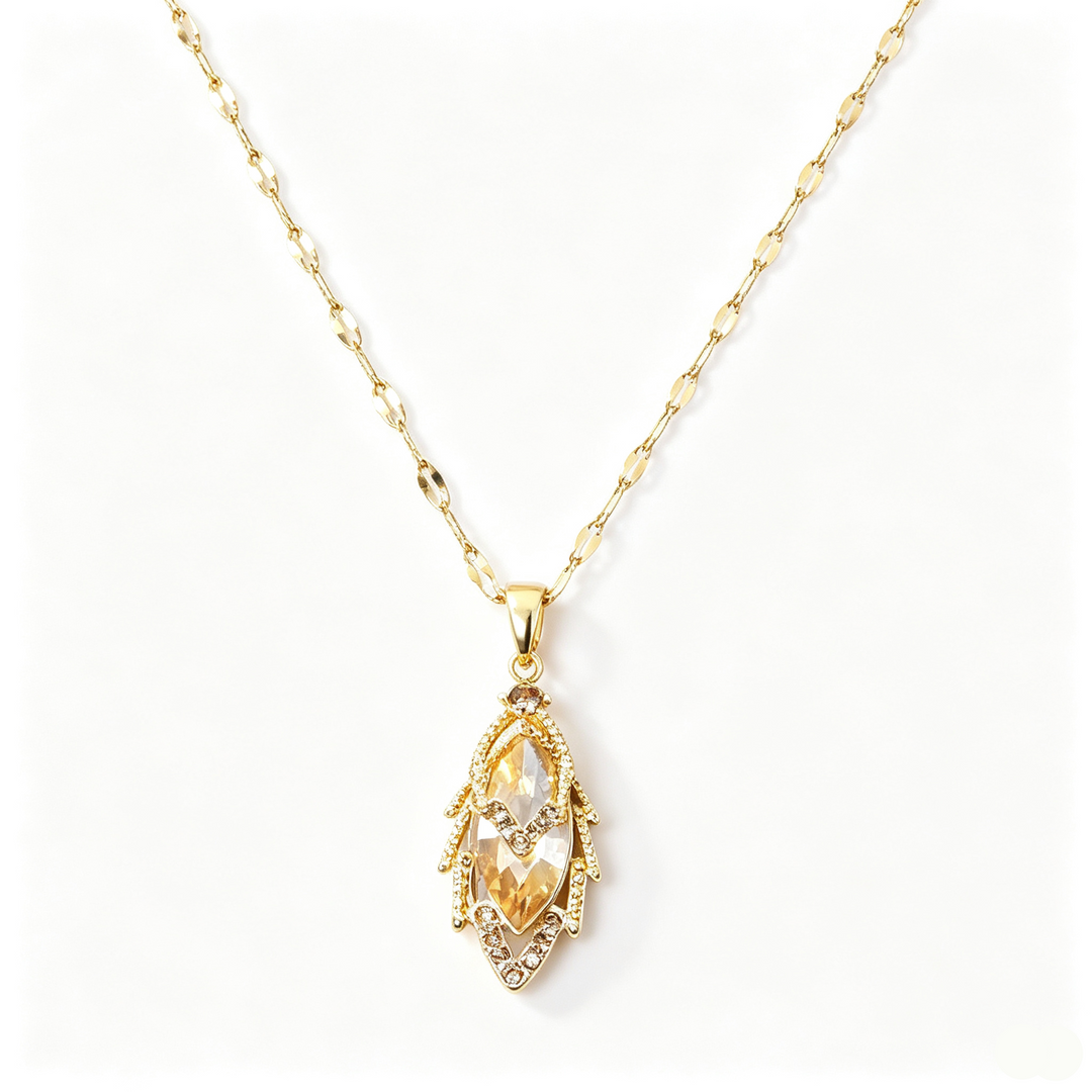 Zircon leaf pendant jewelry