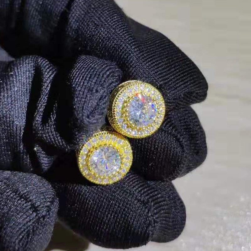 Halo Round Cut Zircon Stud Earrings
