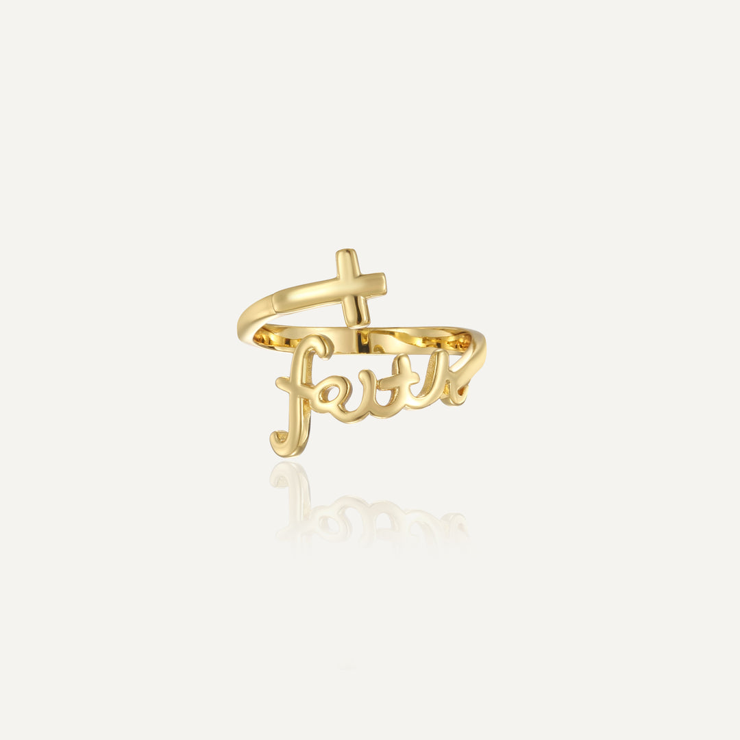 Adjustable Opening Ring with Cross of Faith