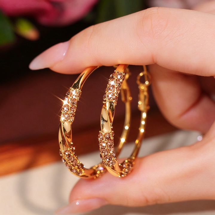 Twisted Sparkle Hoop Earrings
