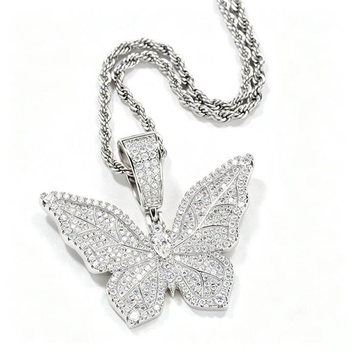 Bling Zircon Butterfly Rope Chain Necklace