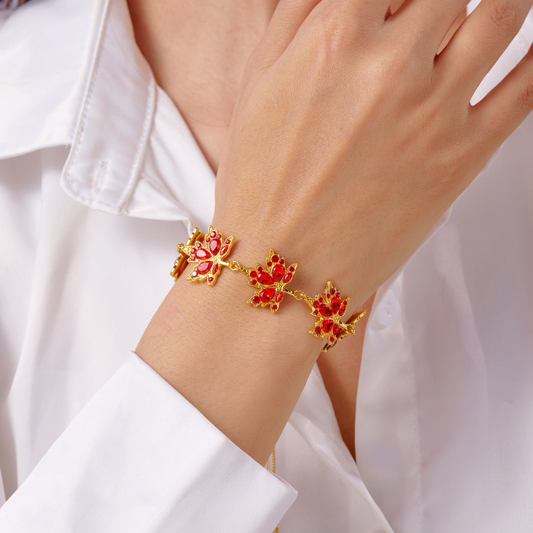 Red Maple Leaf Jewelry Set for Fall
