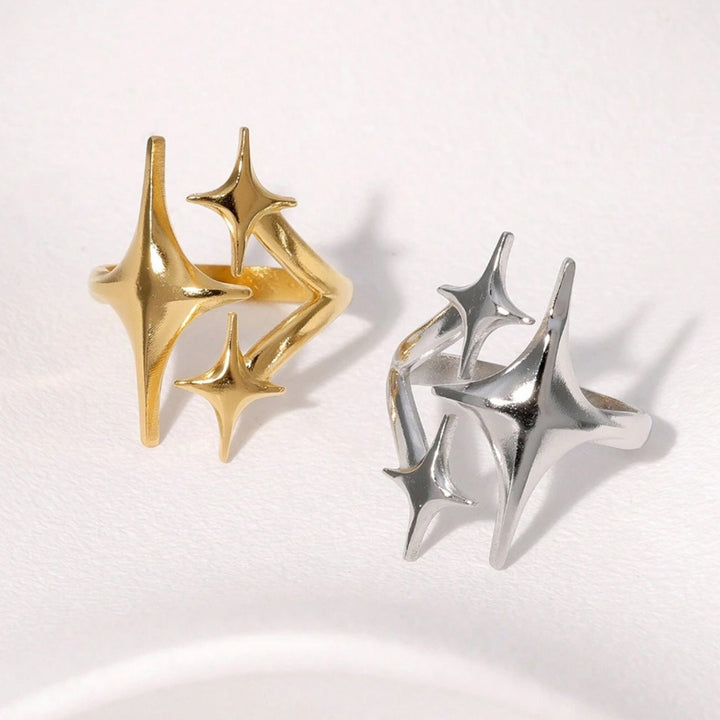 Three Star Open Stack Ring Minimal Daily Wear