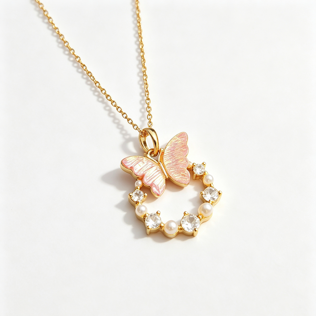 Iridescent Butterfly Wreath Necklace Daily Layering
