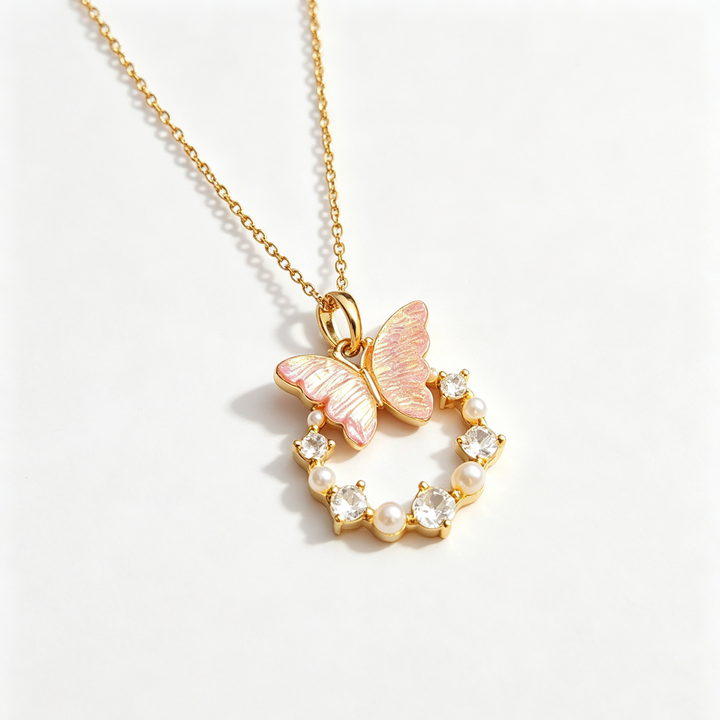 Iridescent Butterfly Wreath Necklace Daily Layering
