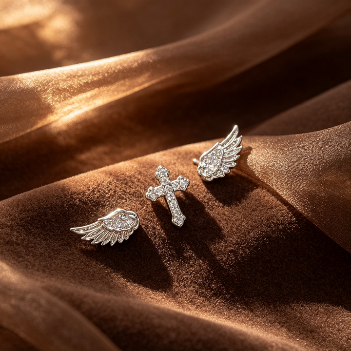 Angel Cross Earrings Winged Everyday Style