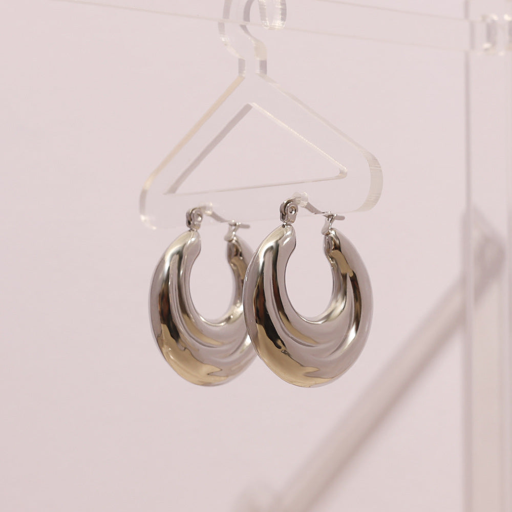 Sculpted Ripple Huggie Hoop Earrings