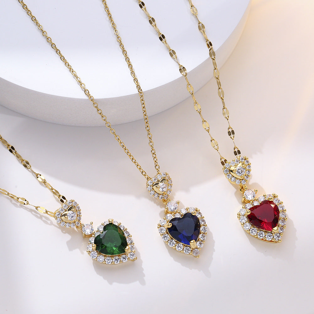 Heart Pendant Necklace Romantic Everyday Statement
