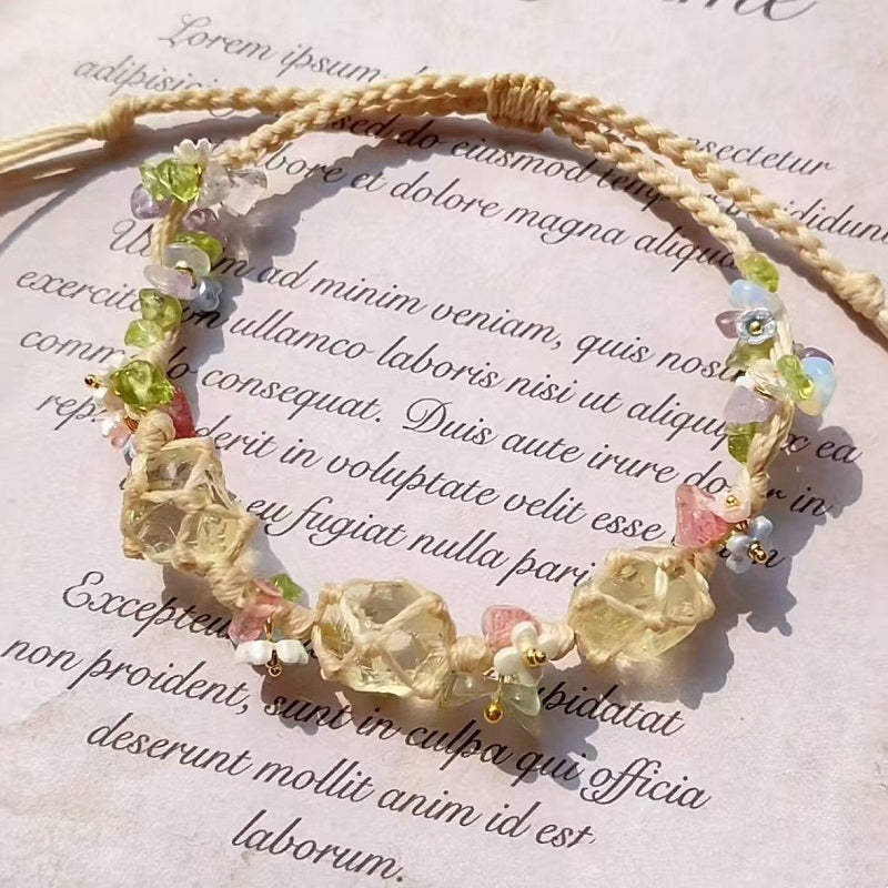 Handwoven Floral Crystal Bracelet