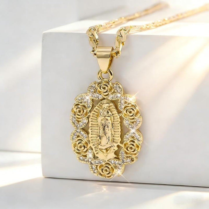 Gold Madonna Pendant Necklace Gift