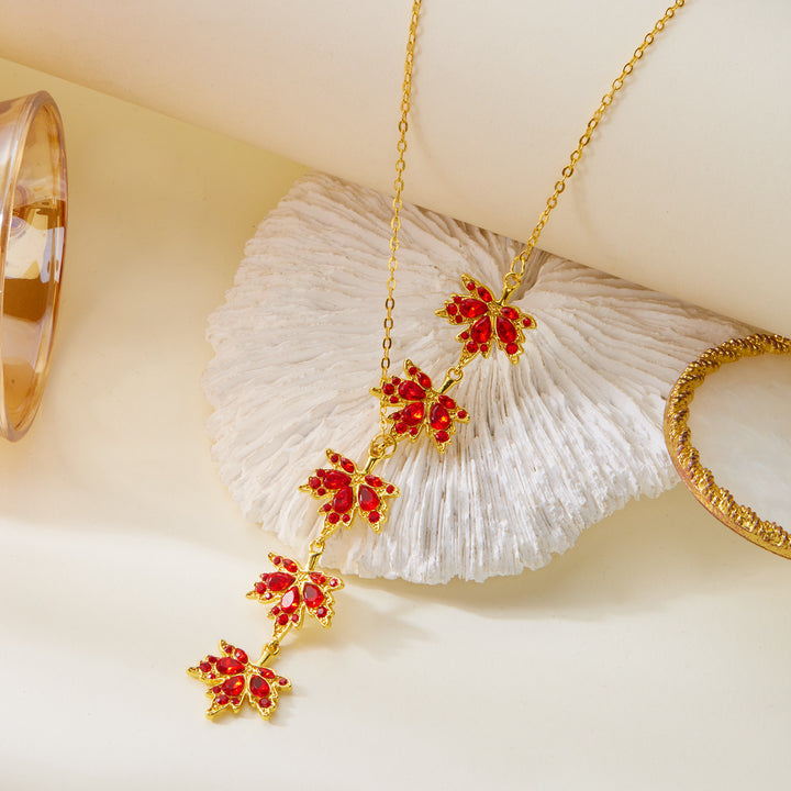 Red Maple Leaf Jewelry Set for Fall