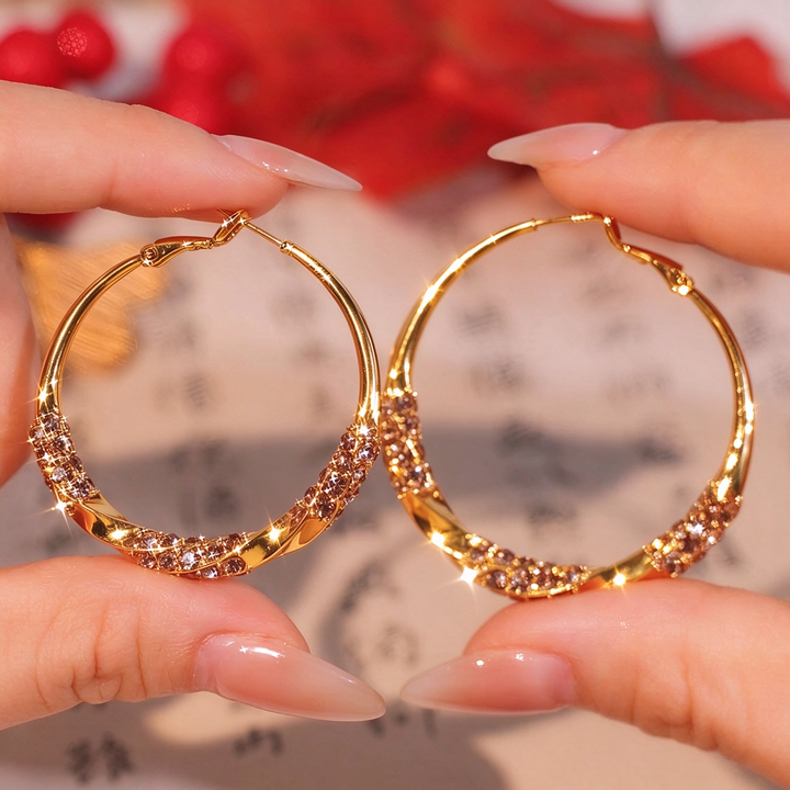 Twisted Sparkle Hoop Earrings