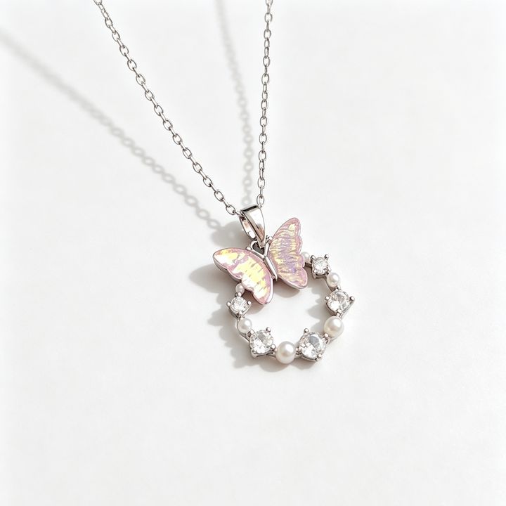 Iridescent Butterfly Wreath Necklace Daily Layering