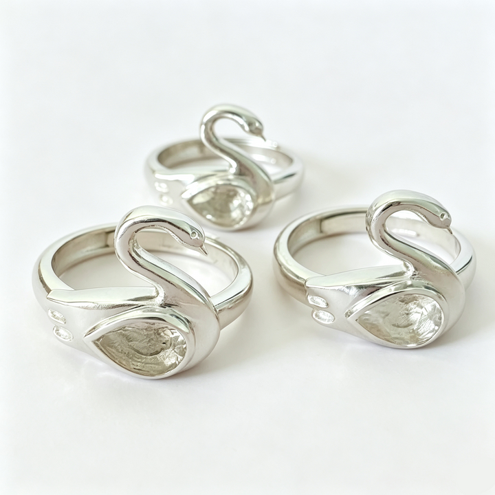 Sparkly Swan Adjustable Open Ring