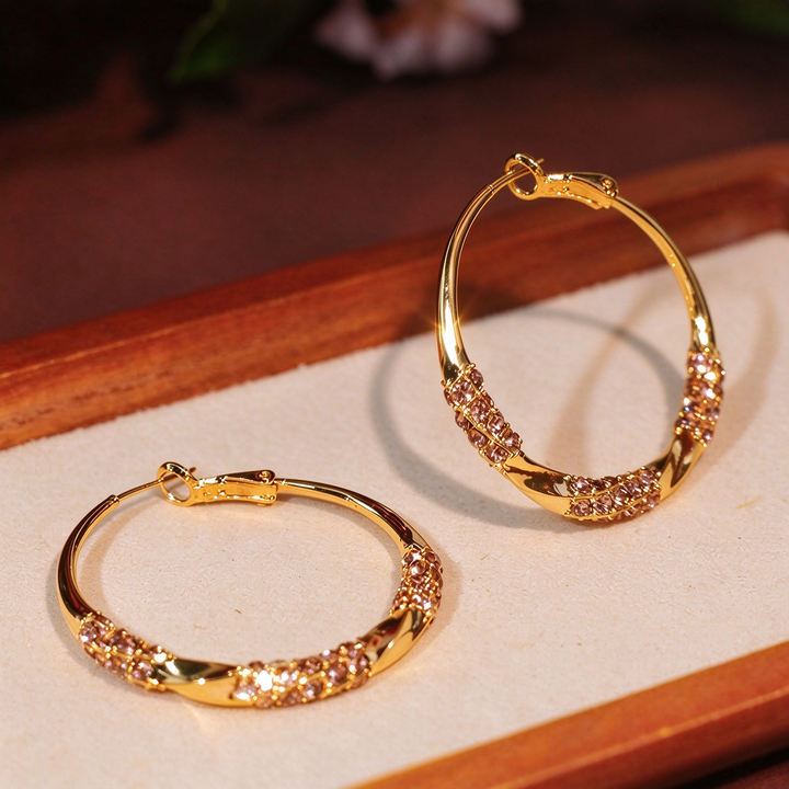 Twisted Sparkle Hoop Earrings