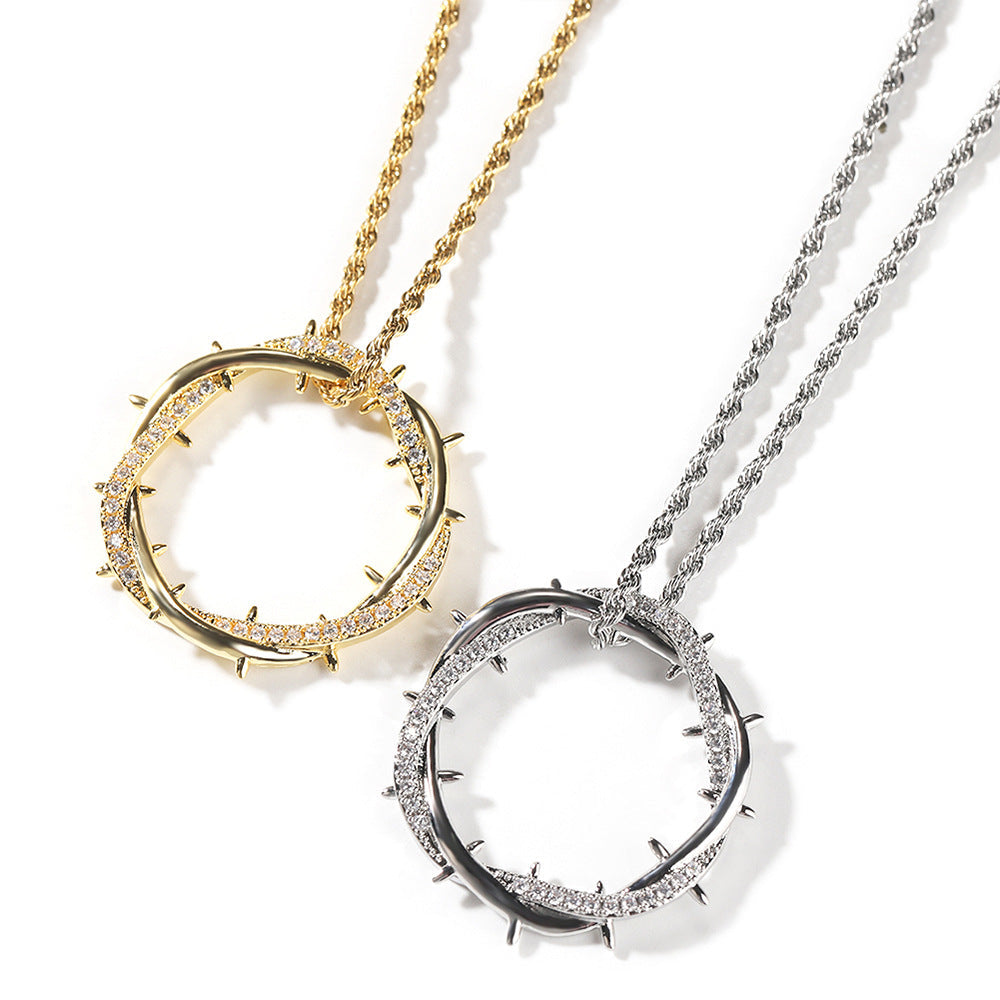 Crown of Thorns Zircon Pendant Necklace for Men