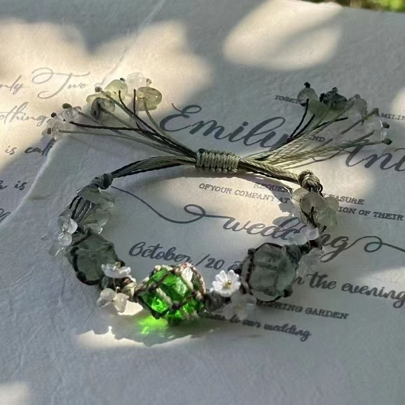 Handwoven Floral Crystal Bracelet