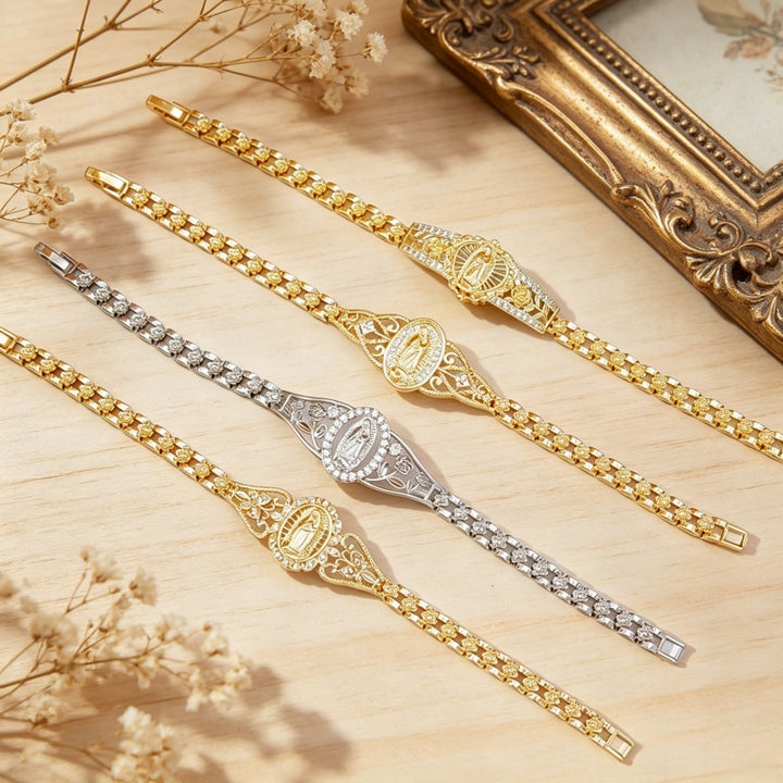 Virgin Mary Bracelet Floral Chain Gift