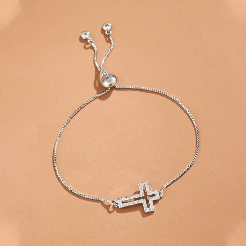 Adjustable Openwork Cross Bracelet