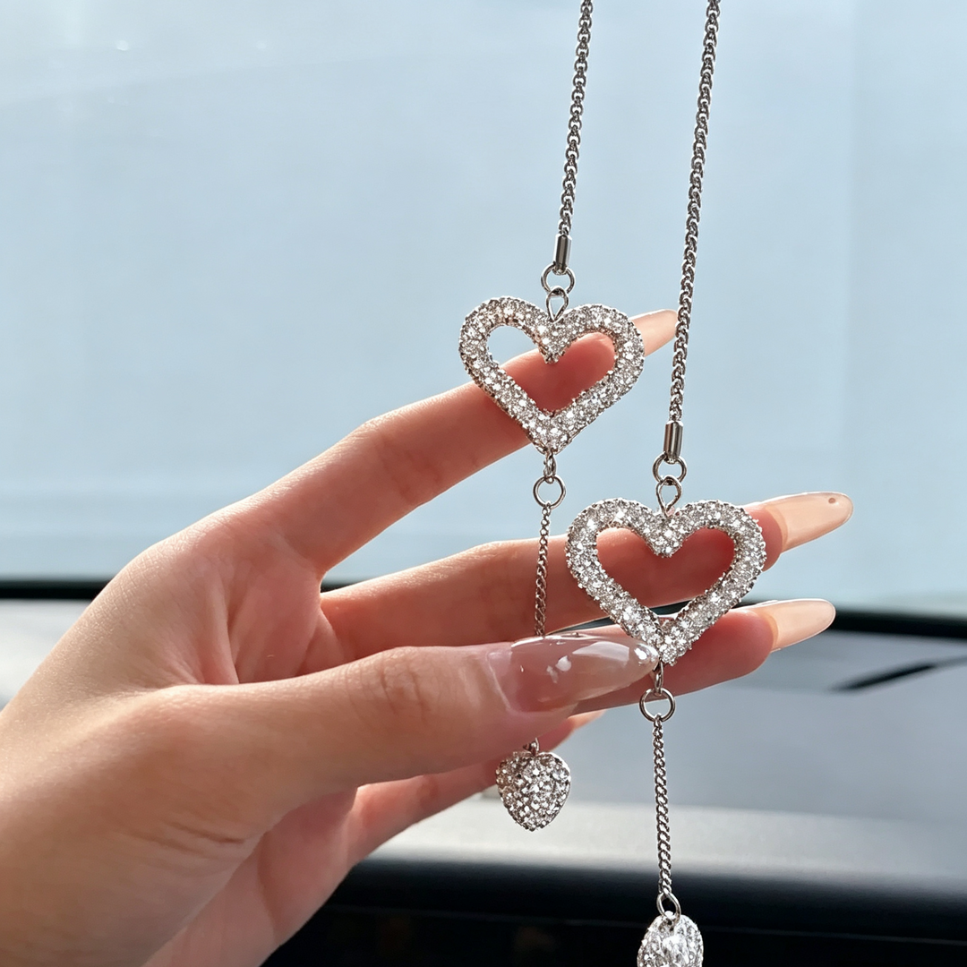 Heart Star Zircon Rearview Mirror Car Charm