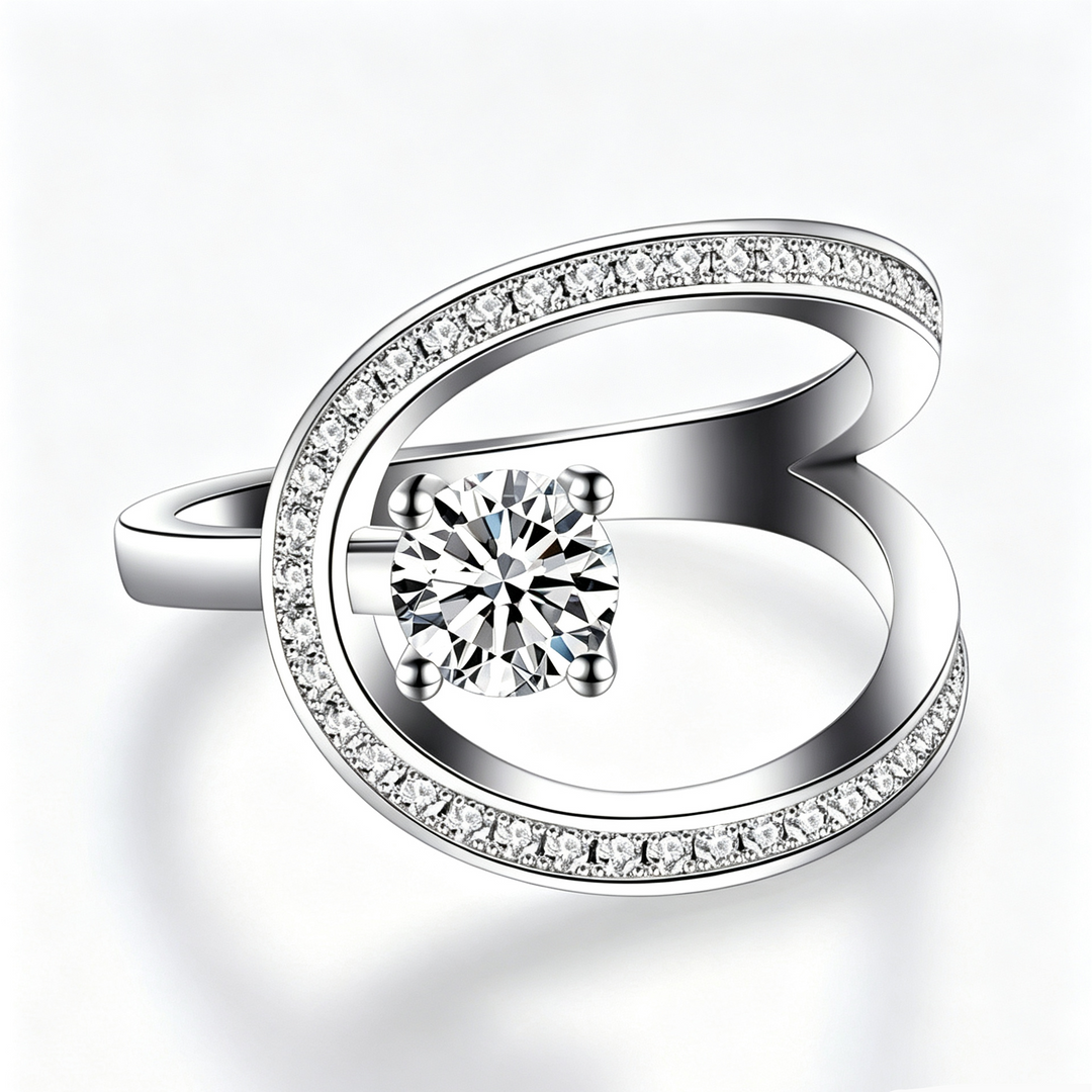 Twisted Halo CZ Ring