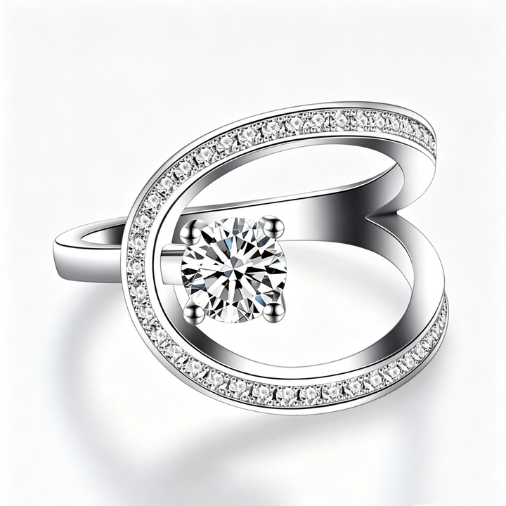 Twisted Halo CZ Ring