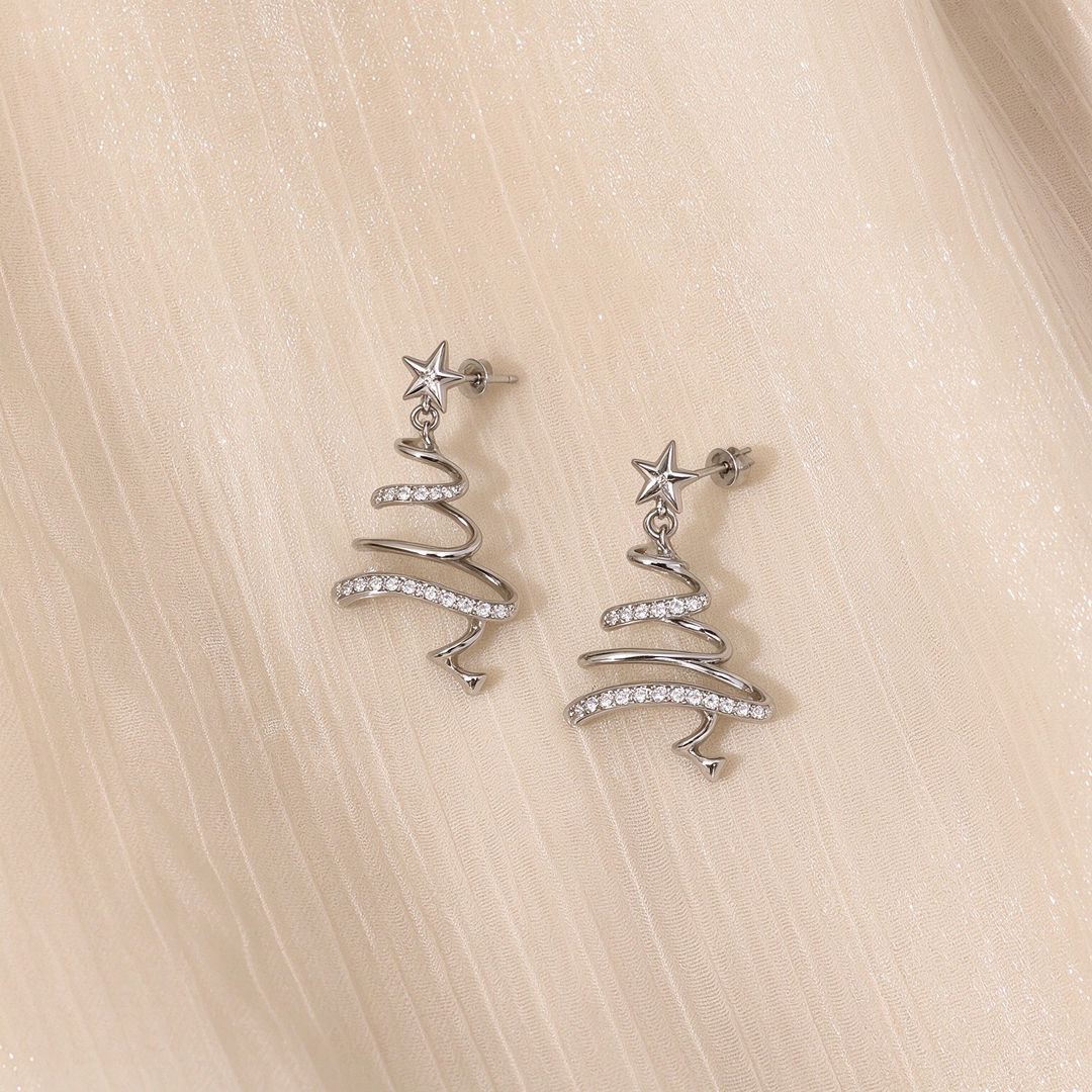 Christmas Tree Spiral Drop Earrings