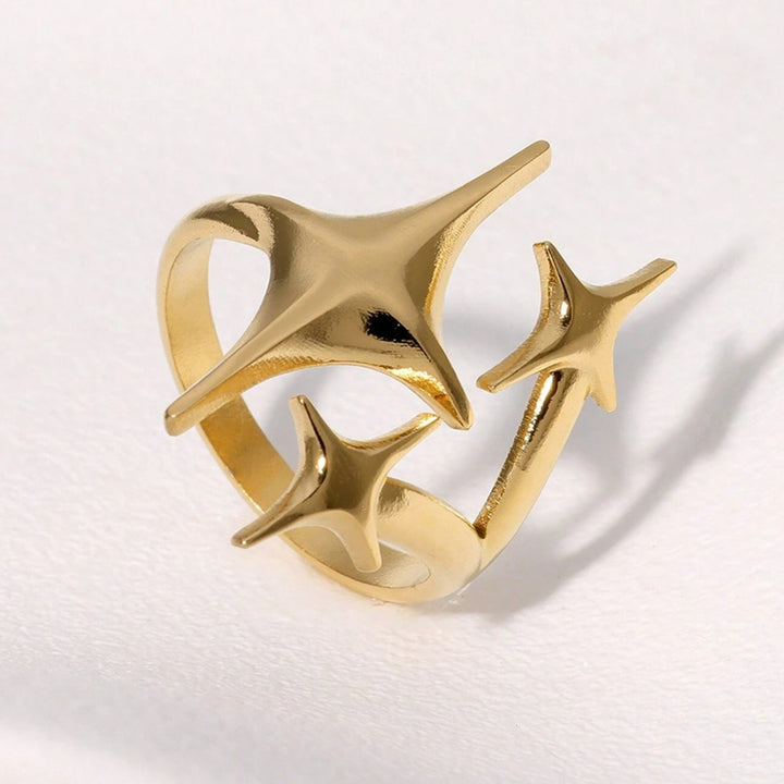 Three Star Open Stack Ring Minimal Daily Wear