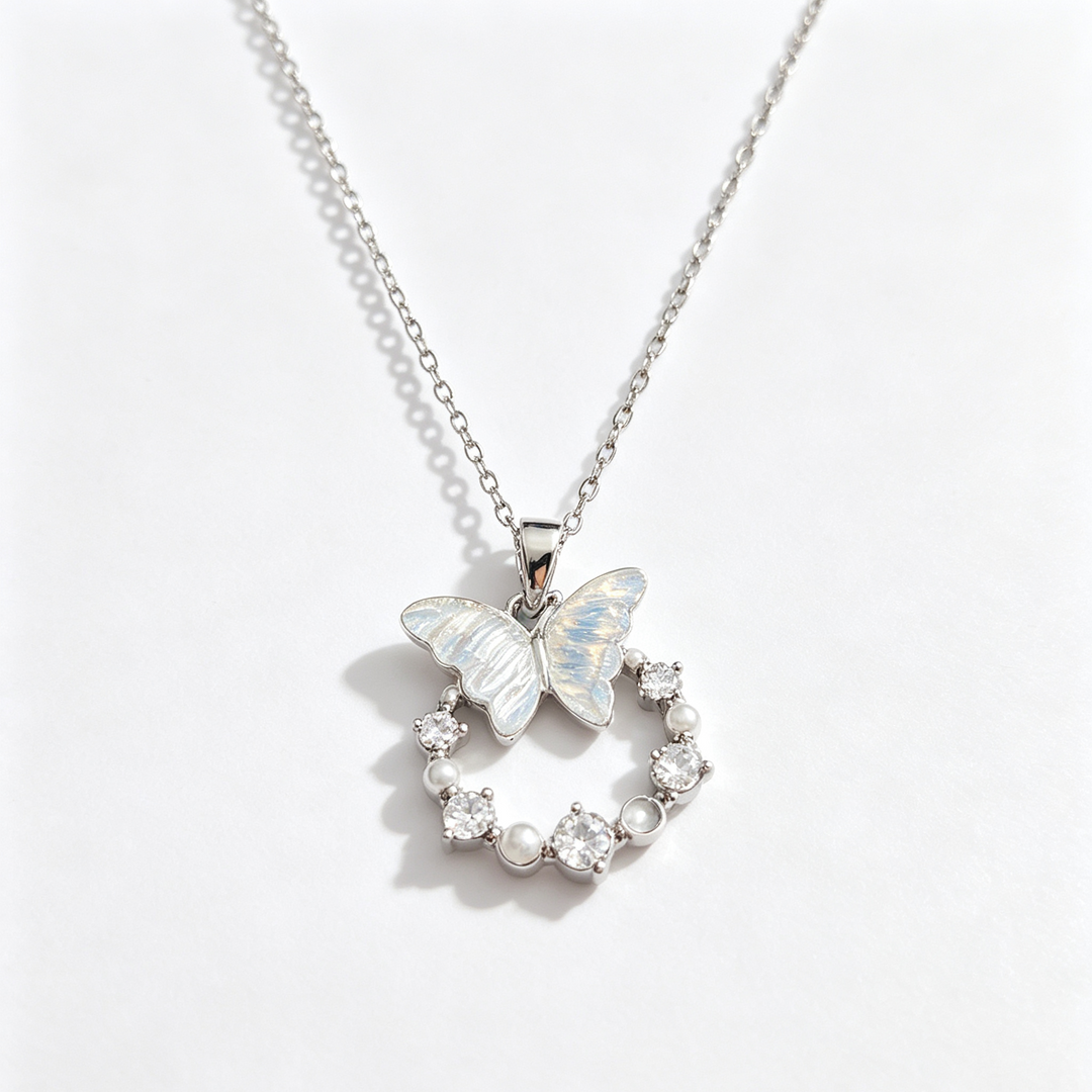 Iridescent Butterfly Wreath Necklace Daily Layering