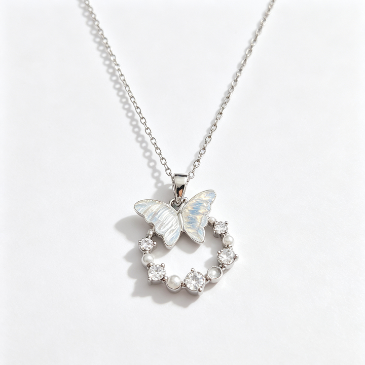 Iridescent Butterfly Wreath Necklace Daily Layering