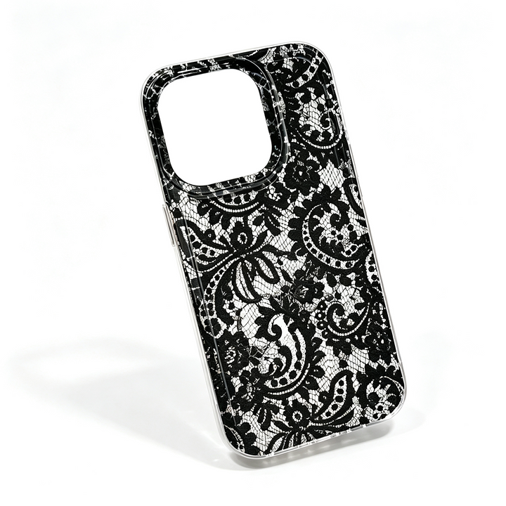 Floral lace print transparent iPhone case