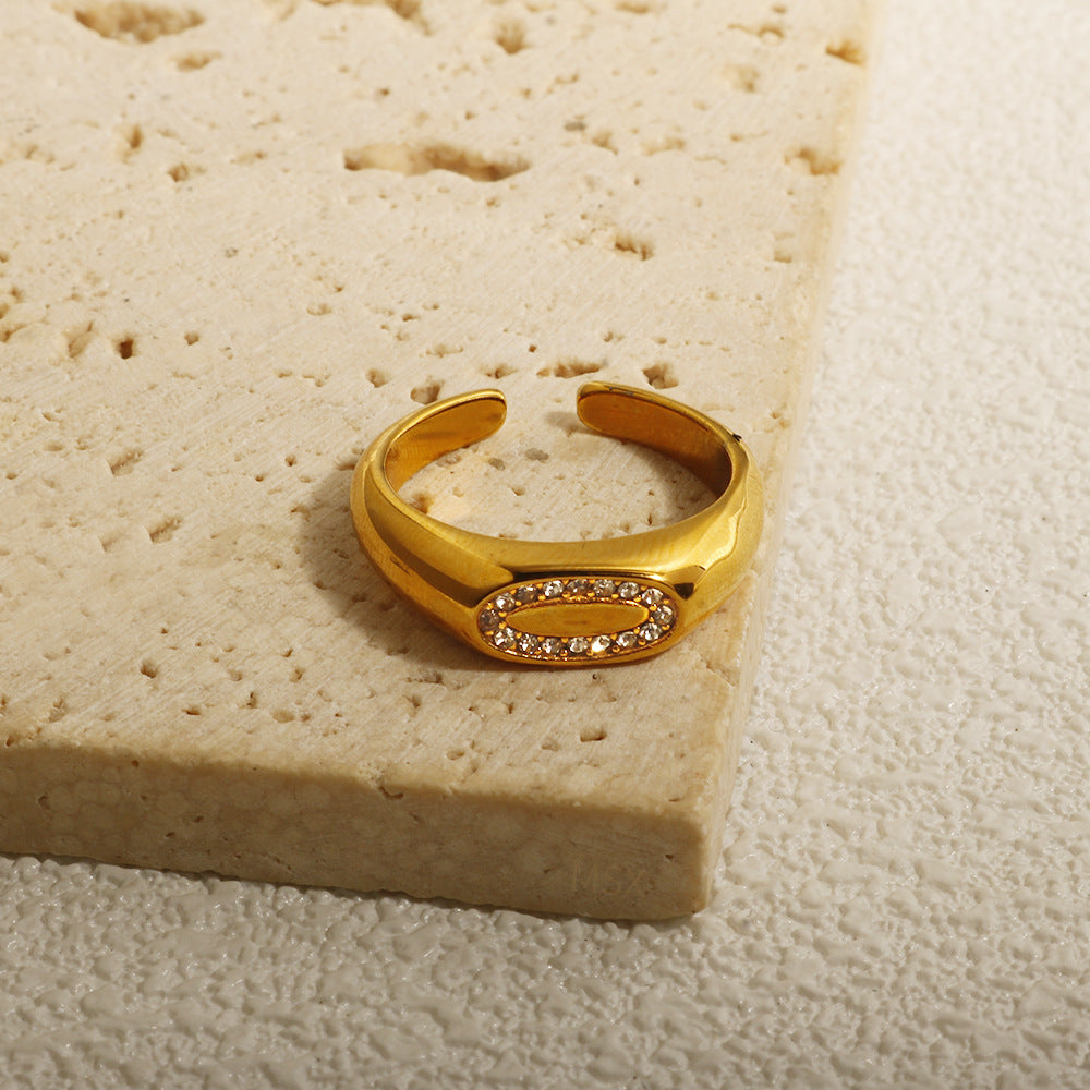 Oval Pavé Adjustable Statement Ring