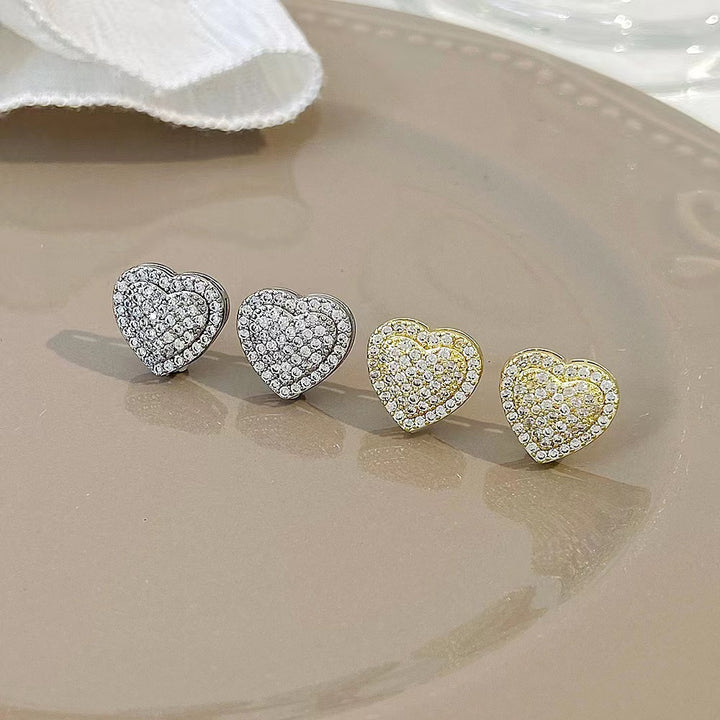 Pave Heart Stud Earrings Date Night Events