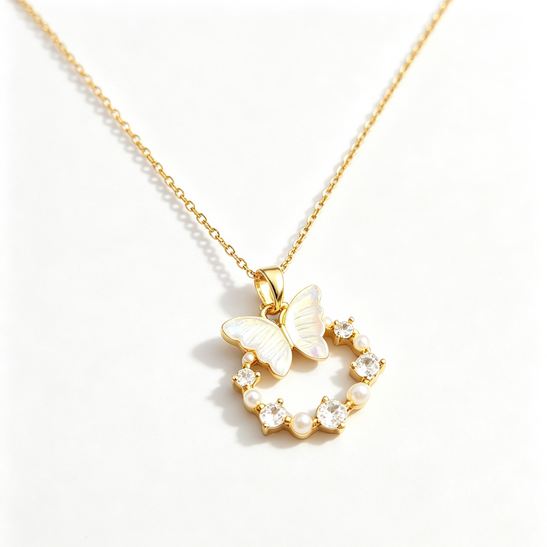 Iridescent Butterfly Wreath Necklace Daily Layering