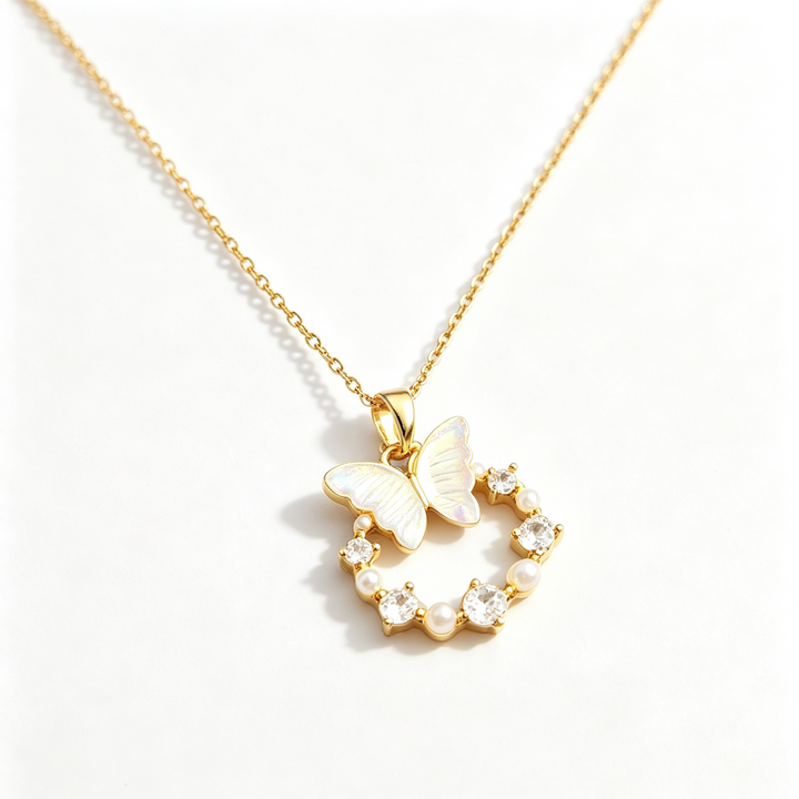 Iridescent Butterfly Wreath Necklace Daily Layering
