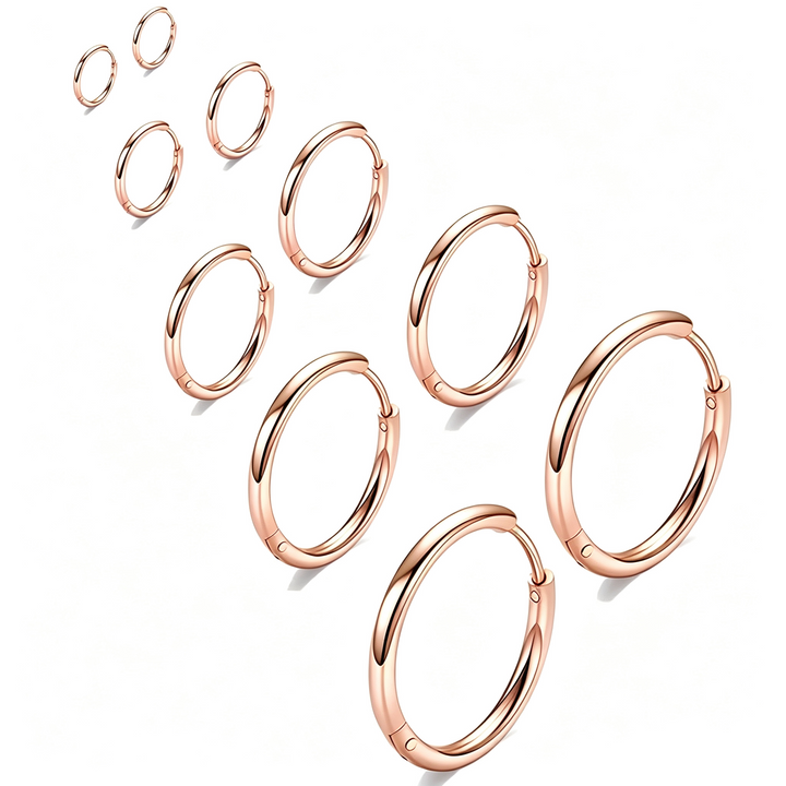 Multi Size Plain Hoop Earring Set Daily Wear