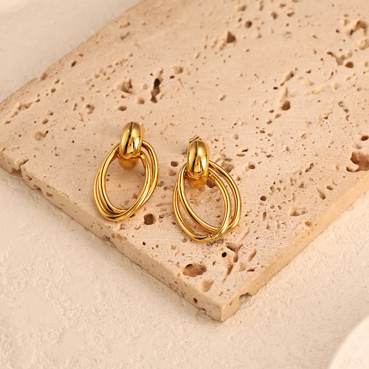 Layered Oval Link Drop Earrings