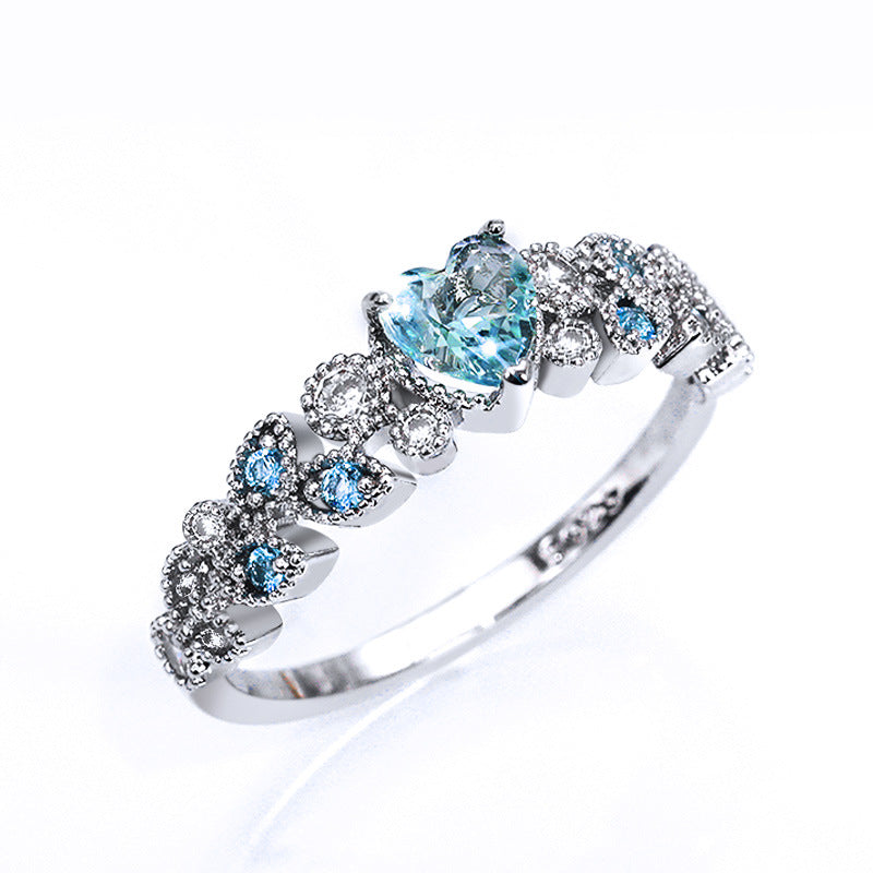 Heart Zircon Halo Ring for Women