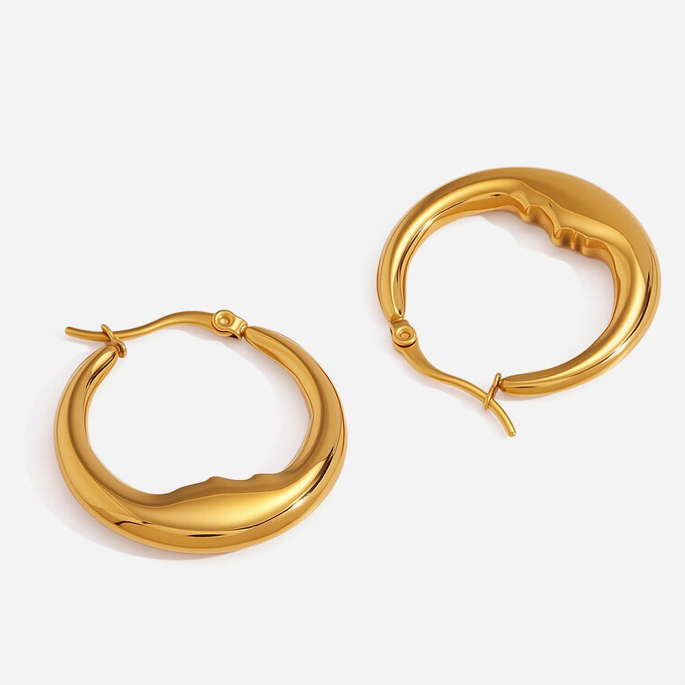Polished Curved Moon Shape Huggie Hoop Earrings