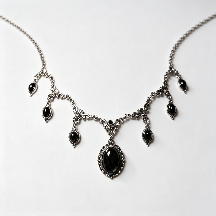 Gothic Ruby Bat Statement Necklace