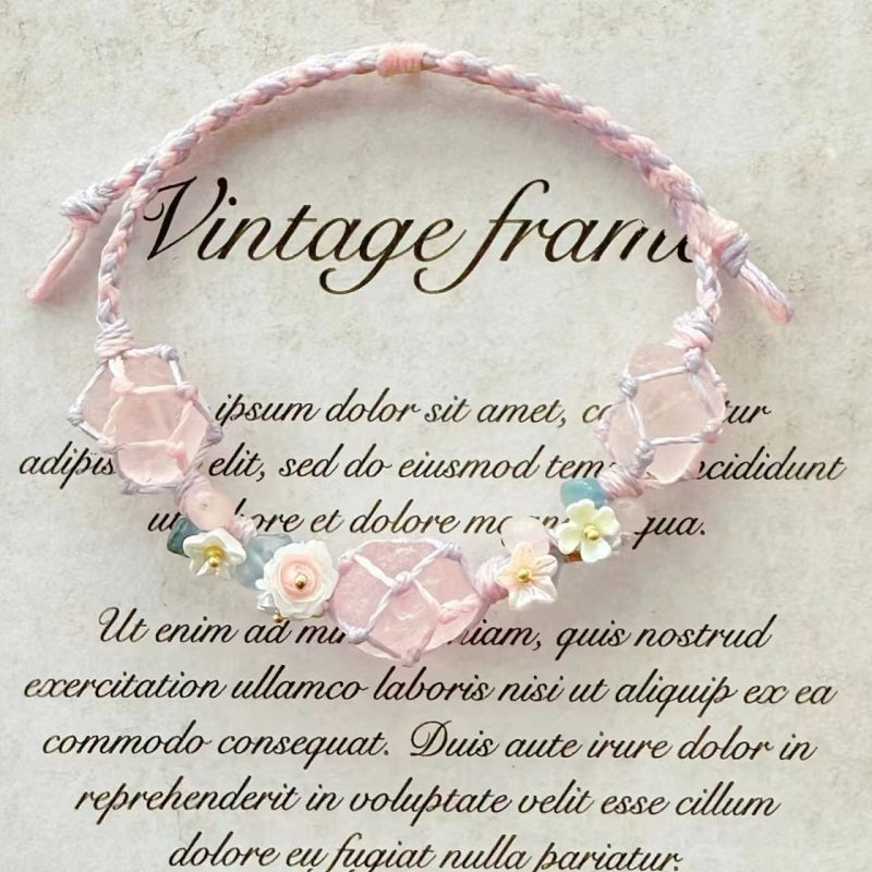 Handwoven Floral Crystal Bracelet