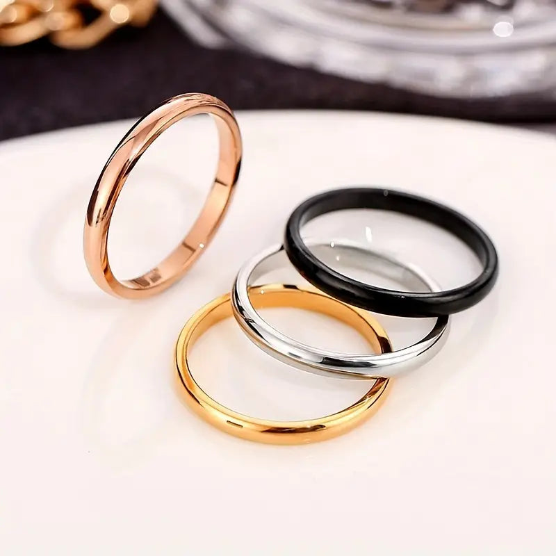 Minimal Polished Titanium Steel Band Ring